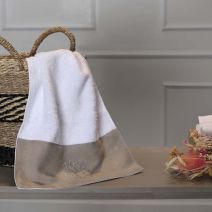 Biggie best monogramed towel white and mocha at Greenfield Lifestyle