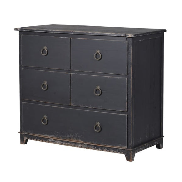 Black Distressed Painted Chest of Drawers