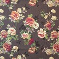 Edinburgh weavers English rose in chocolate floral curtain fabric at Greenfield Lifestyle