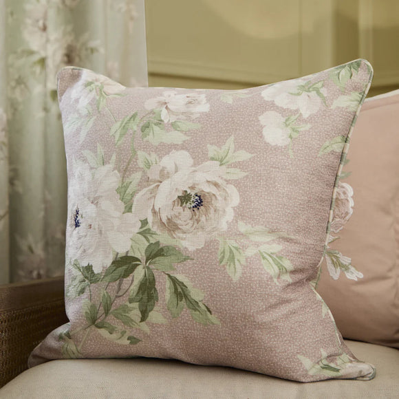 Sanderson Adele Floral Chenille Cushion Rose
