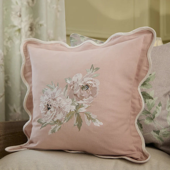 Sanderson Adele Floral Embroidered Cushion Rose